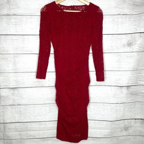 Nicole Miller Dresses | Nicole Miller Collection Red Lace Ruched Bodycon Fitted Dress 2 | Color: Red | Size: 2 | Shopcoz's Closet Nicole Miller Dresses | Nicole Miller Collection Red Lace Ruched Bodycon Fitted Dress 2 | Color: Red | Size: 2 | Shopcoz's Closet